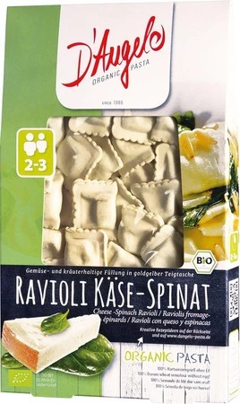 RAVIOLI Z SEREM I SZPINAKIEM BIO 250 g - D`ANGELO